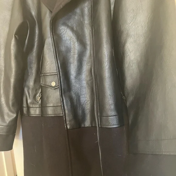 NWT Leather & Wool Trench Jacket Women’s XXL - Picture 6 of 7